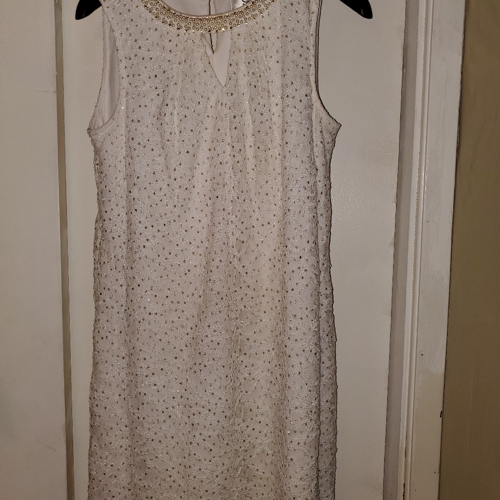 Cream and Gold Lace Dress